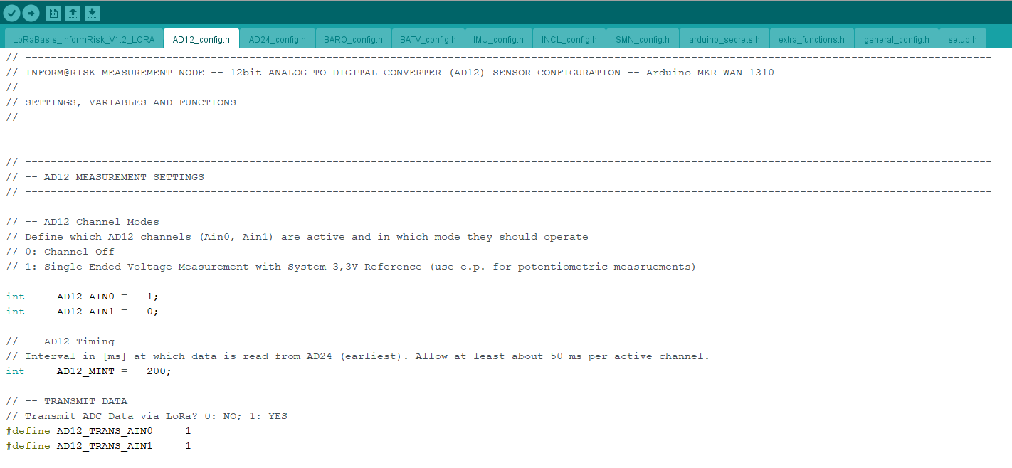 Measurement Settings from the AD12_config.h file