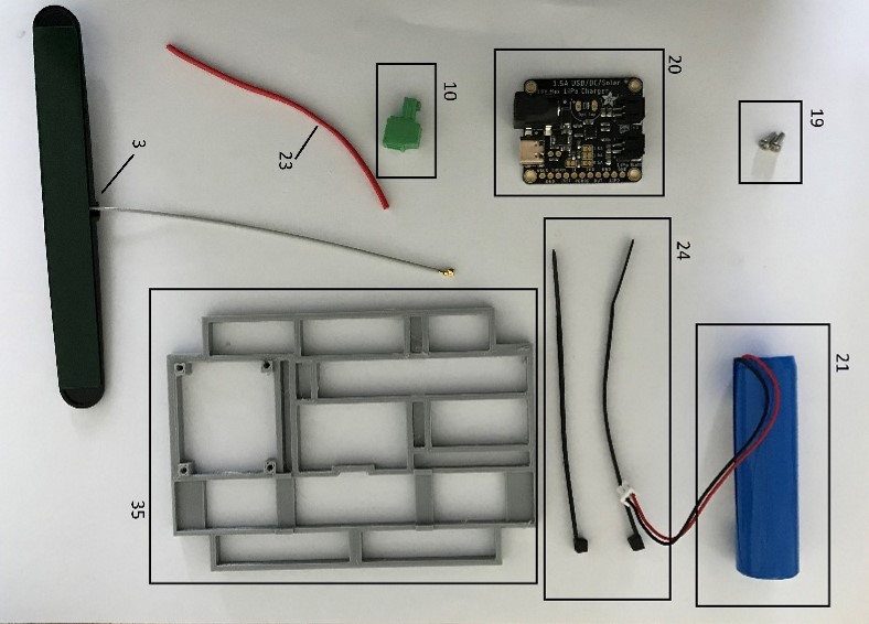 Materials for the solar powered version of the Measurement Node. Described in tables 1, 2 and 3.